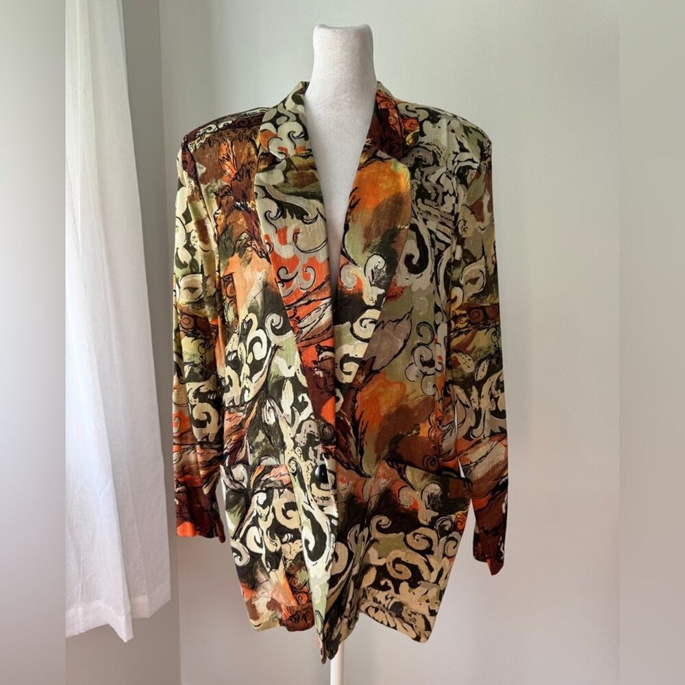 Vintage ‘90s Melrose Abstract Print Single Breasted Relaxed Fit Blazer